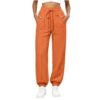 Cuffed Joggers for Women Drawstring Waist Fall Sweatpants Orange