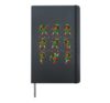Curly Hair Christmas Elf Girl Dancing Holiday String Lights Hardcover Journal, Black