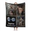 CUSDECOR Personalized Weightlifting Blanket with Photo Custom Name Powerlifting Sport Throw Blanket Customized 4 Picture Flannel Blankets for Fitness Player, Senior Night Gifts for Team,Boys,Girls