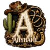 Custom Cowboy Cowgirl Name Sticker Personalized Monogram Wester Country Letter Initial Waterproof Vinyl Sticker for Cars Bumper Laptop Water Bottle Tumbler
