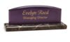 Customizable Office Desk Name Plate, Executive Desk Sign, Corporate Gift for Employees. (Midnight Aubergine)