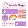 Custom Name Labels for Daycare and School Supplies, Personalized Waterproof Name Stickers for Kids, Cute Design Themes for Water Bottles, Lunch Boxes, Cups (Unicorn)