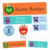 Custom Name Labels for Daycare and School Supplies, Personalized Waterproof Name Stickers for Kids, Cute Design Themes for Water Bottles, Lunch Boxes, Cups (Monsters)