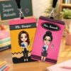 Custom Name Teacher ID Badge PU Holder with Lanyard for Educator