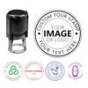 Custom Self Inking Stamp Personalized Stamp with Logo, Photo or Text, DIY Round Business Stamp for Small Business, Packaging, Office, Labels and Crafts