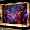 Custom Size Halloween Wall Mural Neon Pumpkin Cityscape Rain Street SelfAdhesive Wall Fabric Removable Peel and Stick Wallpaper Wall Decor for Shopping Mall Bar Hotel
