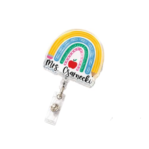 Custom Teacher Badge Reel, Customized Teacher Badge Holder Retractable Clip, Thank You Teachers Appreciation Gifts, Classroom Decor Supplies Must Haves, Back to School Gifts for Teacher