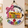 Custom Teacher Door Sign with Name, Personalized Classroom Welcome Hanger, Preschool Teacher Gift, Back to School Classroom Decor