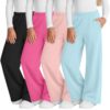 Custoneei 4 Pack Girls Wide Leg Sweatpants, 4-Color, 5-6 Years