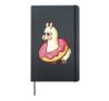 Cute And Funny Llama In A Donut Hole Hardcover Journal, Black