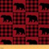 Cute Bear Upholstery Fabric By The Yard, Checkered Printed Reupholstery Fabric for Chairs, Plaid Grid Room Decorative Forand Home DIY Projects, 1 Yard, Red Black