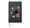 Cute Black Cat Pumpkin Halloween Moon Bats Hardcover Journal, Black