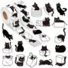 Cute Black White Cat Stickers- 1000Pcs Kawaii Cartoon Decals for Kids Teens
