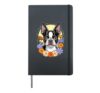 Cute Boston Terrier Spring Flower Garden Colorful Puppy Dog Hardcover Journal, Black