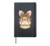 Cute Bunny Face Glasses Leopard Hair Bow Easter Printed Hardcover Journal, Black