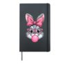 Cute Bunny Face Glasses Pink Bubble Gum Rabbit Happy Easter Hardcover Journal, Black