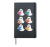 Cute Cartoon Kawaii Ghost Book Reader Boo Halloween Bookworm Hardcover Journal, Black