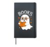 Cute Cartoon Kawaii Ghost Books Boo Halloween Bookworm Hardcover Journal, Black