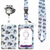Cute Cartoon Raccoon ID Badge Holder with Breakaway Lanyard & Retractable Badge Reel, Vertical Waterproof Card Holder for Nurse Teacher Student Office Work Name Tag ID Card (Raccoon-01)