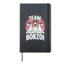 Cute Cartoon Russian Wolfhound Pet Dog Breed Team Borzoi Hardcover Journal, Black