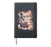Cute Cat Reading Books with Tea Hardcover Journal, Black