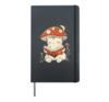 Cute Cottagecore Mushroom Cat Reading a Book Hardcover Journal, Black