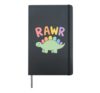 Cute Dino Rawr Funny Cartoon Dinosaur Kids Boys Girls Hardcover Journal, Black
