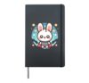 Cute Fluffy Super Hero Bunny Superhero Rabbit Hardcover Journal, Black