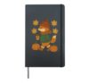 Cute Fox Pumpkin Spice Coffee Cozy Autumn Fall Outfit Hardcover Journal, Black