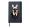 Cute German Shepherd Dog Bunny Hat in Pocket Easter Hardcover Journal, Black
