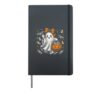 Cute Ghost Pumpkin Autumn Vintage Candy Spooky Halloween Hardcover Journal, Black