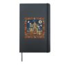 Cute Halloween Teddy Bears House Scene Hardcover Journal, Black