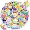 Cute Holographic Cat Stickers, 100 Pcs Kawaii Starry Sky Cat Sticker Pack