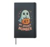 Cute Kawaii Ghost Pumpkin 67 Meme Funny Math Halloween Joke Hardcover Journal, Black