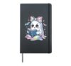 Cute Kawaii Ghost Reading Book Pastel Halloween Hardcover Journal, Black