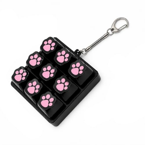 Cute Keyboard Fidget Toy, Portable Keyboard Clicker Fidget, Mini Keyboard Keychain for Anxiety Relief & Focus, Stress Relief Gift for Adults Teens, Ideal for Office School Travel(Dog's Paw) (Black)