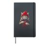 Cute Knitting Cat in Red Hat and Scarf Hardcover Journal, Black