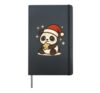 Cute Panda Winter with Santa Hat Hardcover Journal, Black