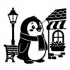 Cute Penguin In Town Street Metal Wall Art WallArt Decor Metal Outdoor Decor Metal Signs Funky Whimsical Exquisite Wall Decoration For Living Room Bedroom Dorm Room 12in