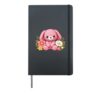 Cute Pink Bunny Flowers Crochet Style Spring Floral Animal Hardcover Journal, Black
