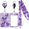Cute Purple Lanyard with Retractable Reel Clip & Badge Holder
