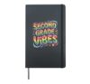 Cute SECOND GRADE VIBES Girl Rainbow Caticorn Teacher Rollin Hardcover Journal, Black