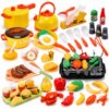 CUTE STONE 73PCS Kids Kitchen Playset with Pretend Food & BBQ Grill