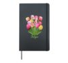 Cute Tulips Bouquet Pink, White & Yellow Spring Floral Hardcover Journal, Black