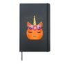 Cute Unicorn Pumpkin wreath Unicorn Halloween Thanksgiving Hardcover Journal, Black