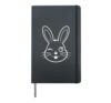 Cute Winking Bunny Face Rabbit Outline Easter Hardcover Journal, Black