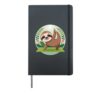 Cute Yoga Sloth Cartoon Relaxing Pose Nature Scene Hardcover Journal, Black
