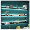 CUTPOIY Floating Wall Mounted Display Shelves, Aluminum Alloy Shelves Built-in Luminous LED Lights, Black Shelves for Wall Storage, Dec, Black-1PCS-70x20cm