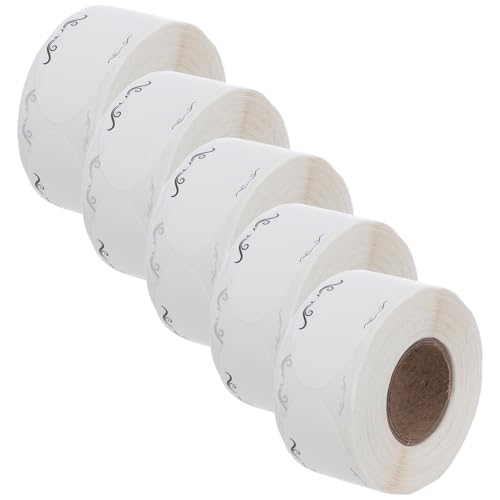 CVUTOVO 5 Rolls White Self-Adhesive Paper Labels Roll 2x1 Inches Blank Writable Sticker Labels with Strong Adhesion and Easy Peel for Office File Stickers and Home Organization