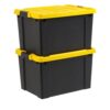 CXWSEDT 2-Pack 19 Gallon Black Plastic Storage Totes With Latching Lids, Heavy Duty Stackable Bins With Reinforced Handles, Dust Moisture Resistant Container For Garage, Basement, Tool And Seasonal